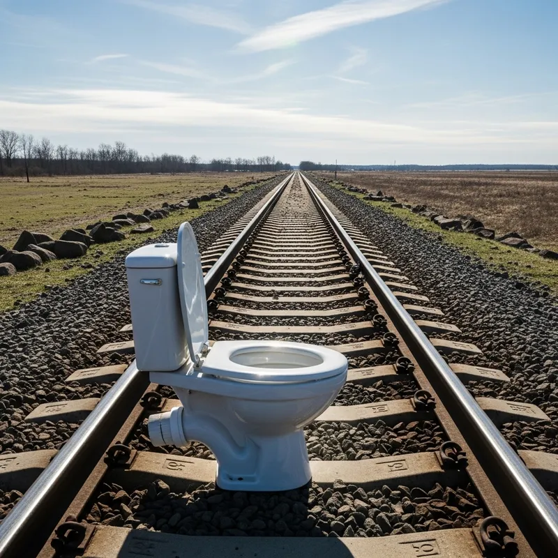 Toilet Seat by Railway Tracks: Quirky Outdoor Setting