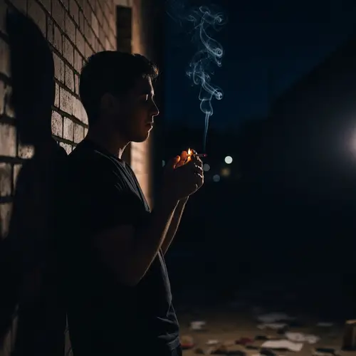 Melancholic Night: Heartbroken Silhouette in Alley