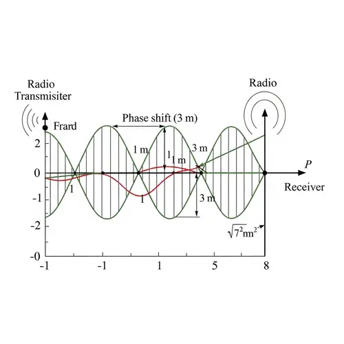 Radio Transmission Setup with Sine Wave - 2D Mathematical Graph