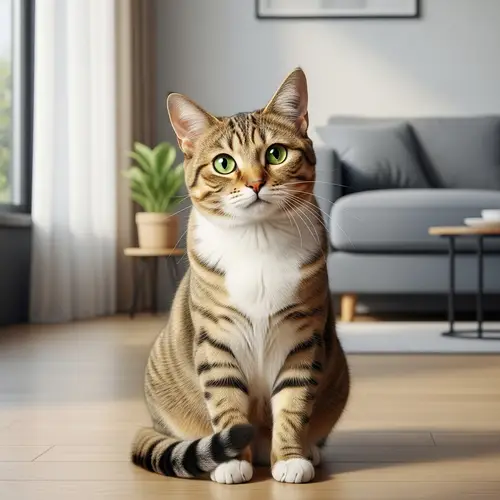 Adorable Domestic Short-Haired Cat in Modern Home Setting