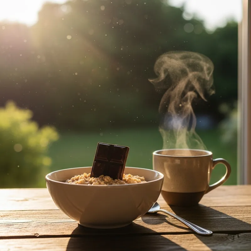 Photorealistic Dark Chocolate Oatmeal Photography