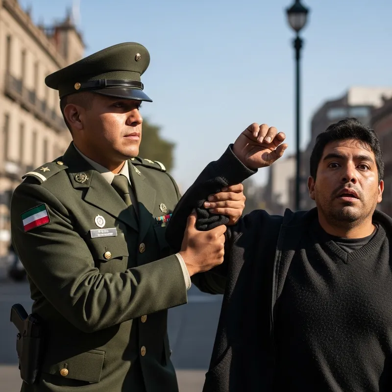 Courageous Mexican Soldier Apprehending a Criminal