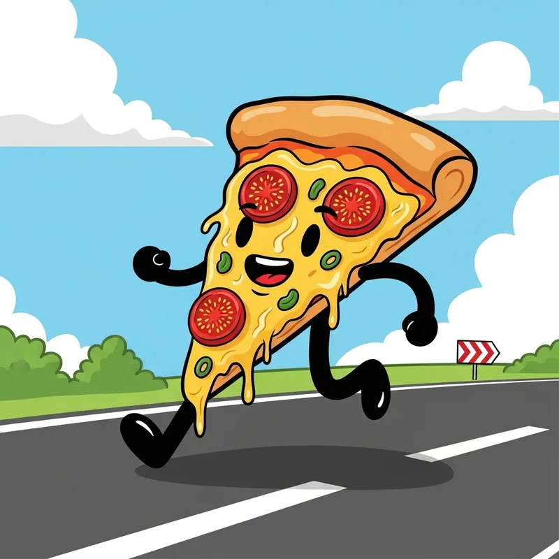 Exciting Pizza in Animated Style - Vibrant & Bold Digital Painting