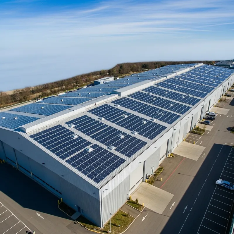 Photovoltaic Hangar with Solar Panels - Bird's Eye View