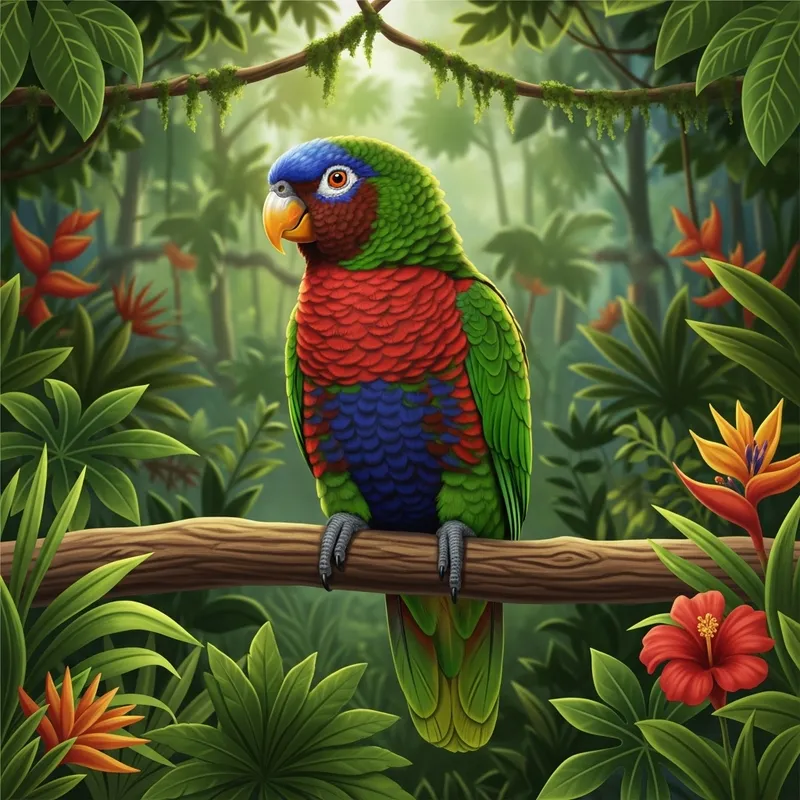 Vibrant Amazon Lori - Stunning Feathers & Orange Eyes