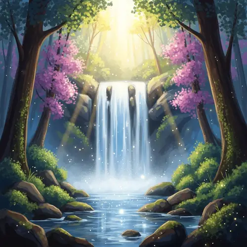 Mystic Forest Waterfall | Enchanting Nature in Vivid Colors