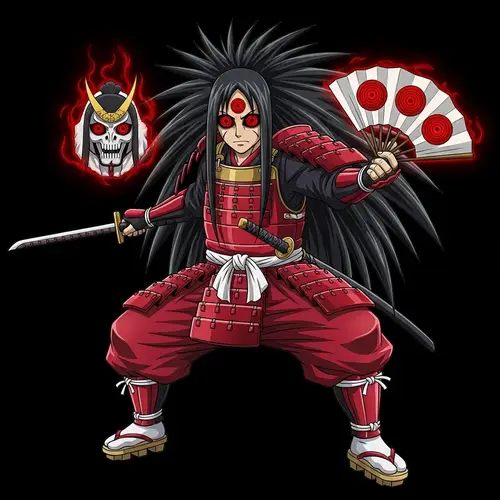 Powerful Martial Arts Character with Spiky Black Hair & Red Eyes