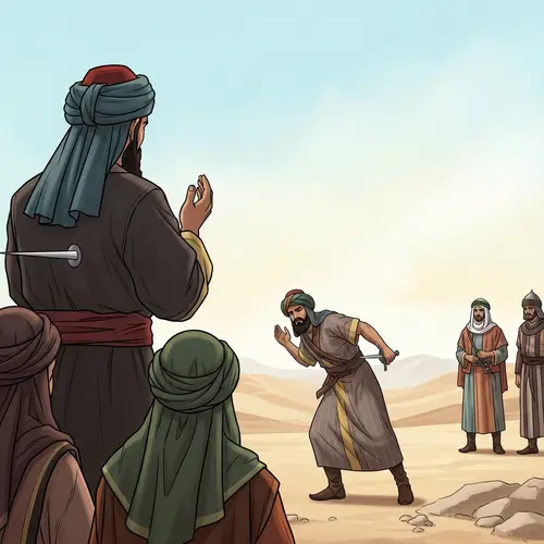 Umayyad Era Historical Scene: Prayer in Desert