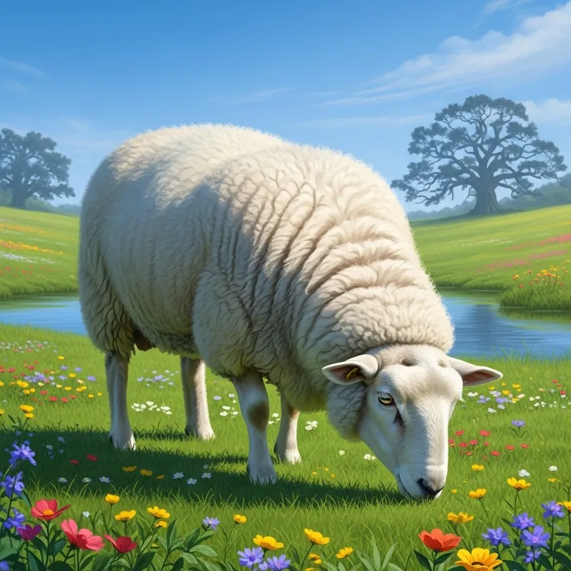 Tranquil Sheep Grazing in a Beautiful Countryside Scene