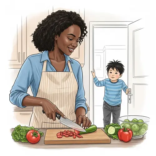 Homely African Mother Chopping Vegetables with Love | Family Meal Prep