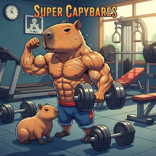 Muscular Capybara in Gym: Strength Personified