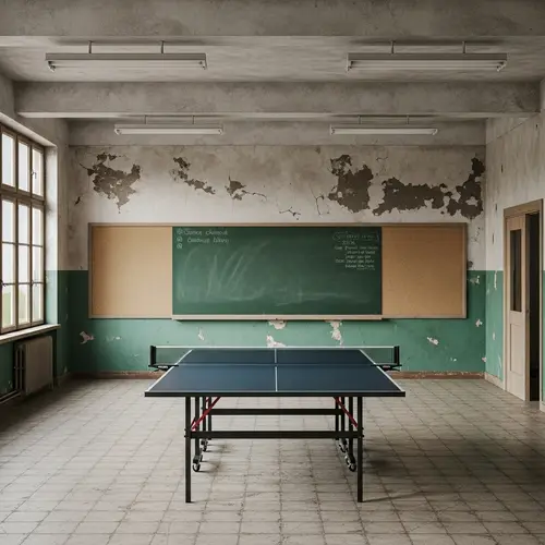Sad Ping Pong Table in Classroom