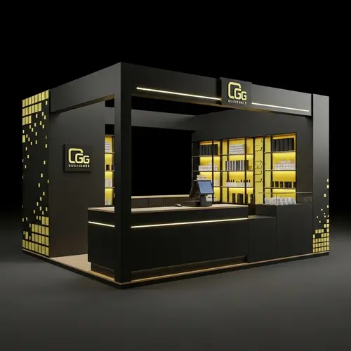 Robust 3x2x2.3m Black Business Stall with Light Yellow Accents