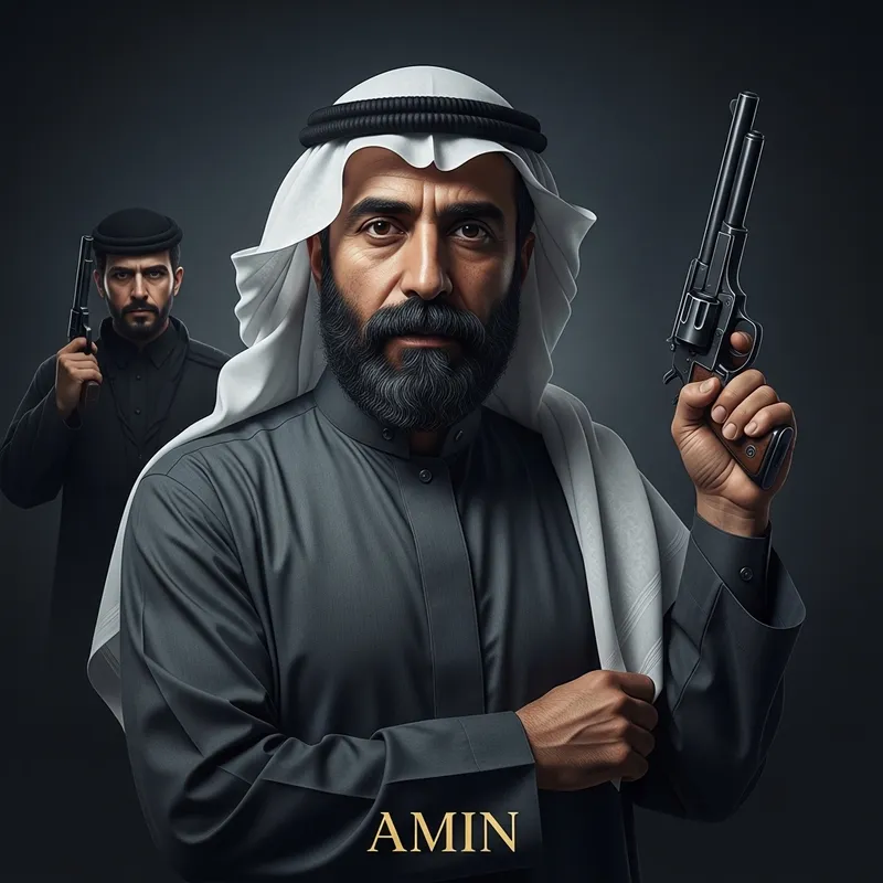 Amin and Executioner with Pistol - Middle-Eastern Man Named Amin