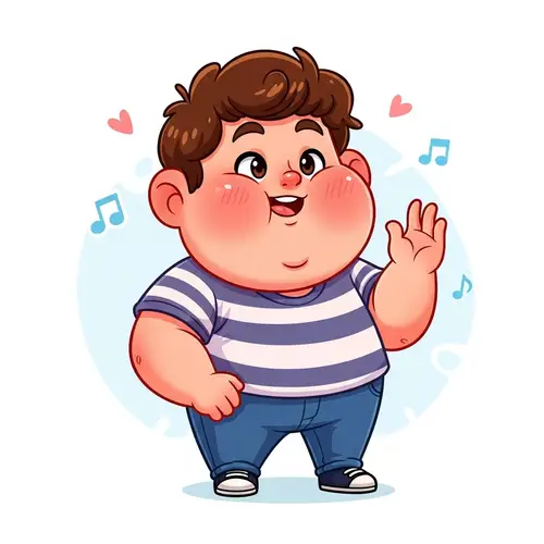 Cheerful Edgar: Illustrated Character with Chubby Cheeks