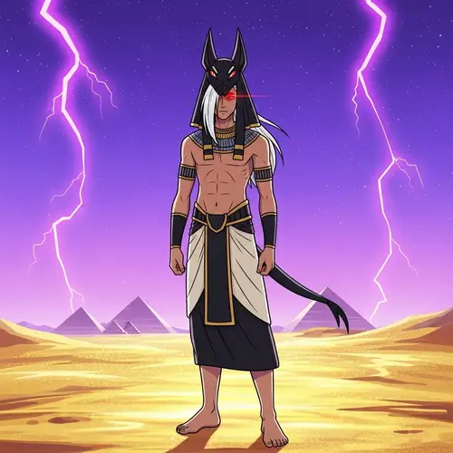 Minimalist Desert Scene with Tone-Skinned Male in Traditional Egyptian Clothing