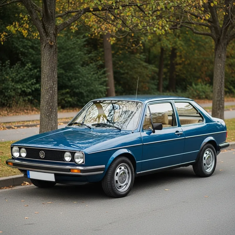 Serenity in Motion: Volkswagen Car on Tree-lined Avenue