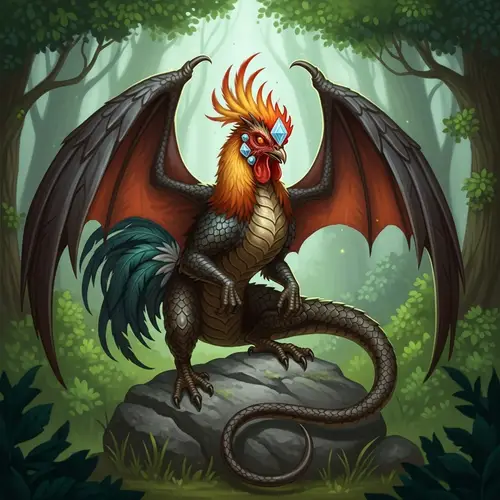 Cockatrice: Mythical Creature with Rooster Head & Dragon Body