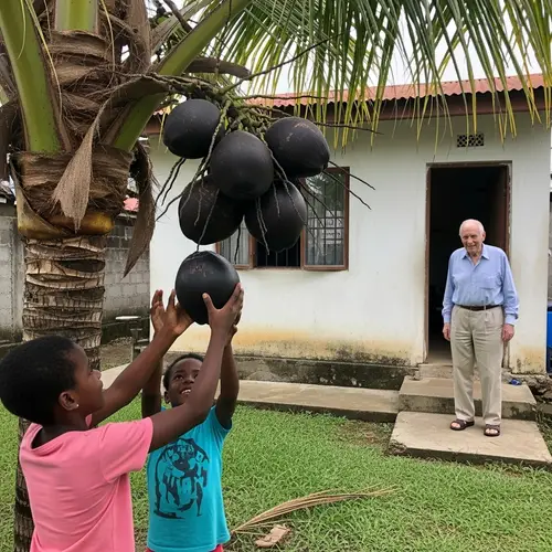 Quaint Home with Coconut Tree in Small Backyard