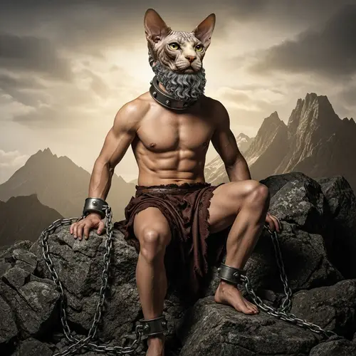 Prometheus Sphinx Cat Interpretation: Mythical Chained Figure