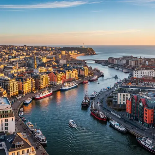 Coastal City with River Channels | Historic & Modern Architecture