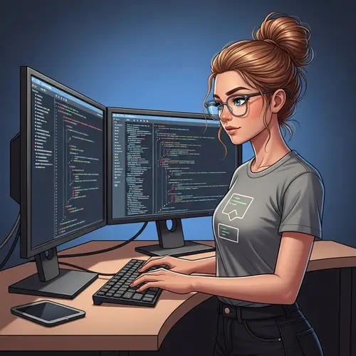 Young Software Developer Illustration | Coding Enthusiast Artwork