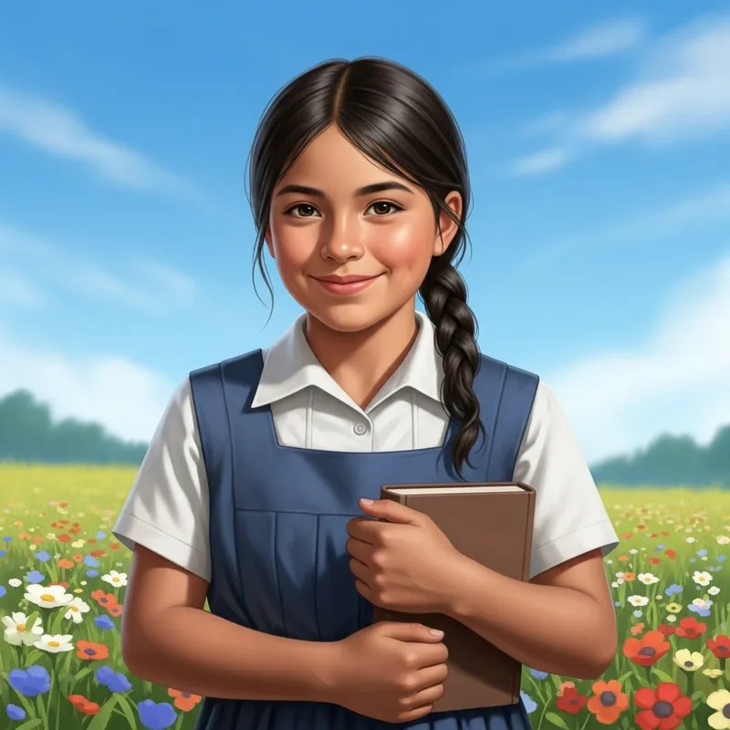 Modest Hispanic Girl | Innocence Captured in Fields