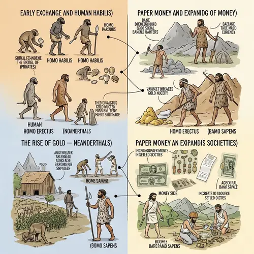 Evolution of Money and Human Appearance | Timeline of Currency and Human Evolution