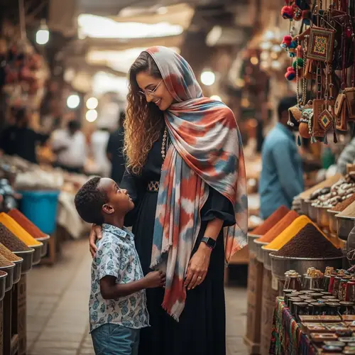 Somali Boy with Middle-Eastern Woman: Cultural Harmony Captured