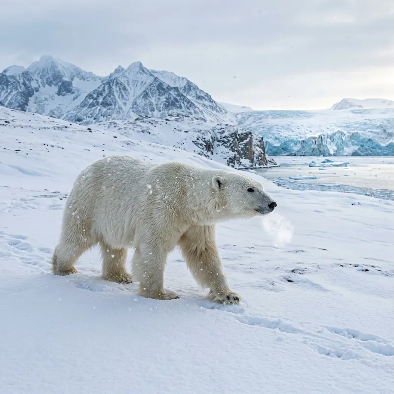 Majestic Polar Bear in Snowy Landscape - Nature's Beauty Captured