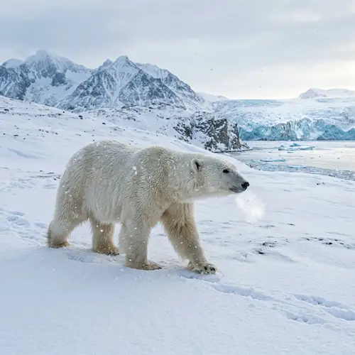Majestic Polar Bear in Snowy Landscape
