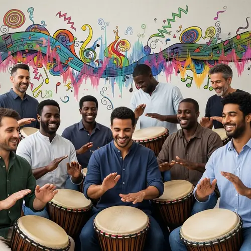 Diverse Men Drumming | Abstract Music Art Background