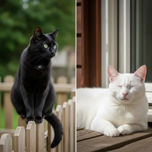 Serene Scene with Two Black and White Cats