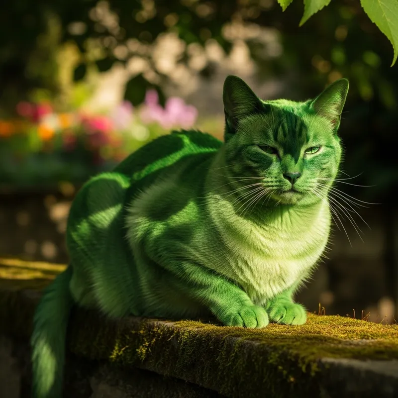 Green Cat - Adorable Feline in Shades of Green