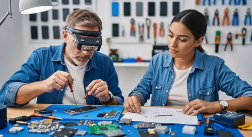 Phone Repair: Detailed Operation in Well-Lit Shop