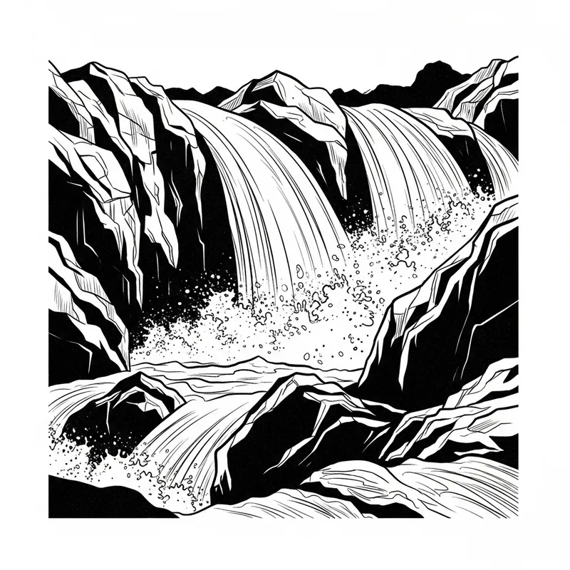 Dynamic Abstract Composition of Rocks and Water Splashes