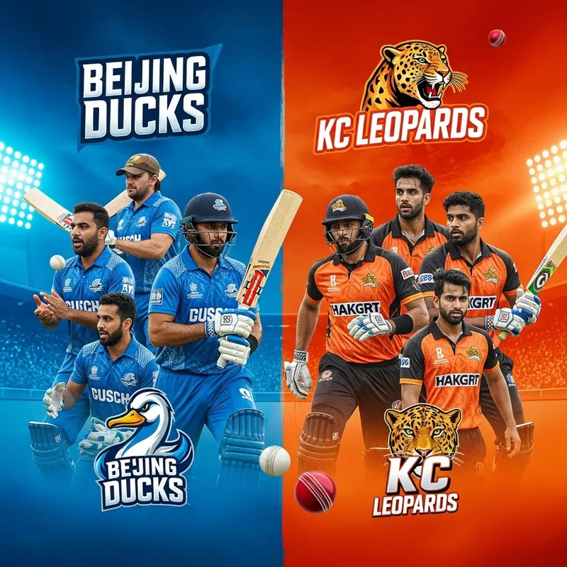 Colorful Cricket Tournament Poster: Beijing Ducks vs KC Leopards