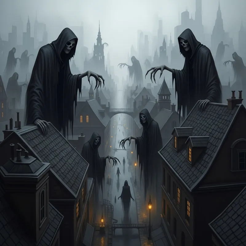 Shadowy Cityscape with Dementors | Harry Potter Fantasy