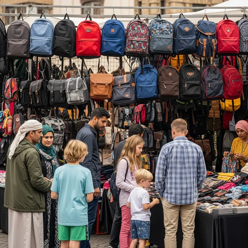 Backpack and Satchel Sale - Vibrant Marketplace Fun