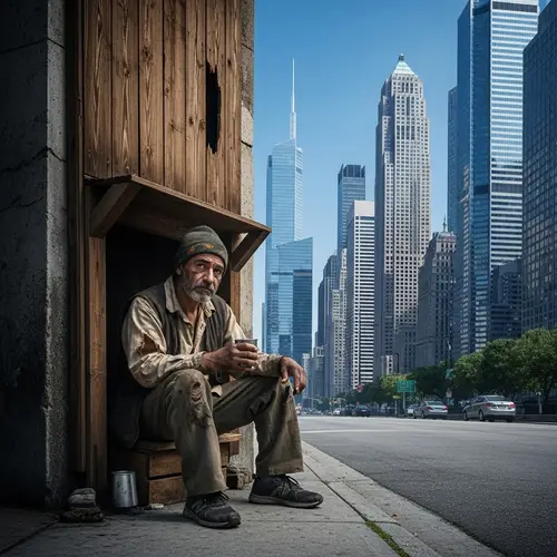 Contrast of City Life: Wealth and Poverty