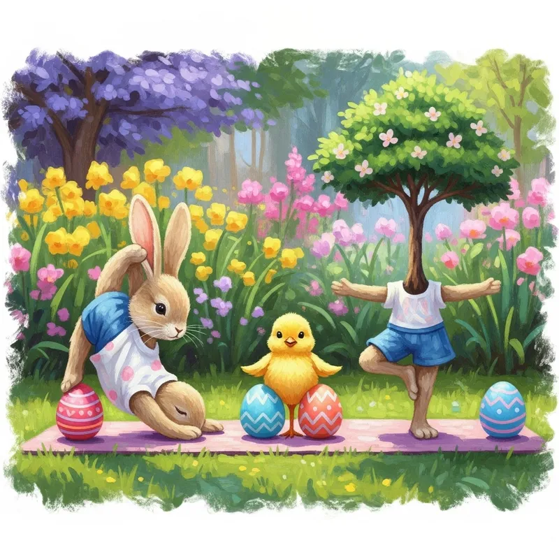 Whimsical Easter-Themed Yoga with Bunny and Chick