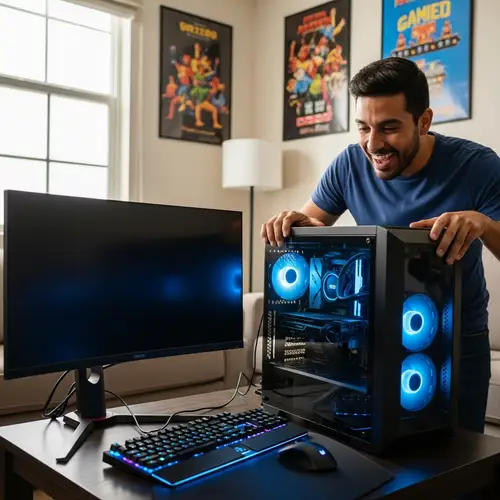 Happy Man Unboxing New Gaming PC