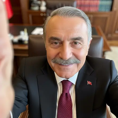 Elderly Turkish Man in Suit with Distinct Mustache