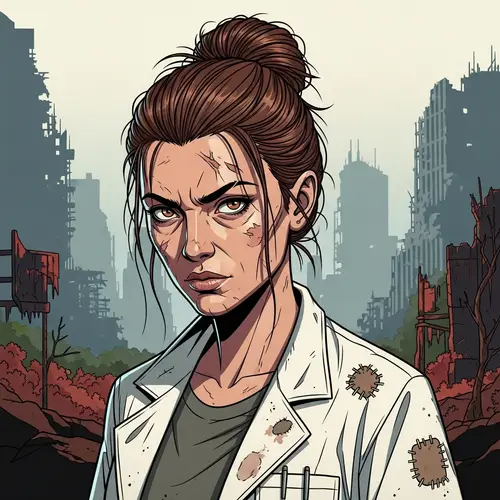 Post-Apocalyptic Female Researcher Portrait Art