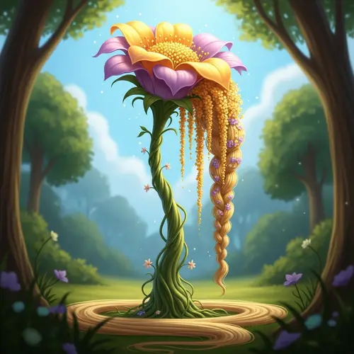 Mythical Rapunzel Flower Illustration | Enchanted Floral Concept