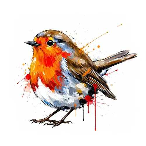 Dynamic Watercolor Style European Robin Artwork