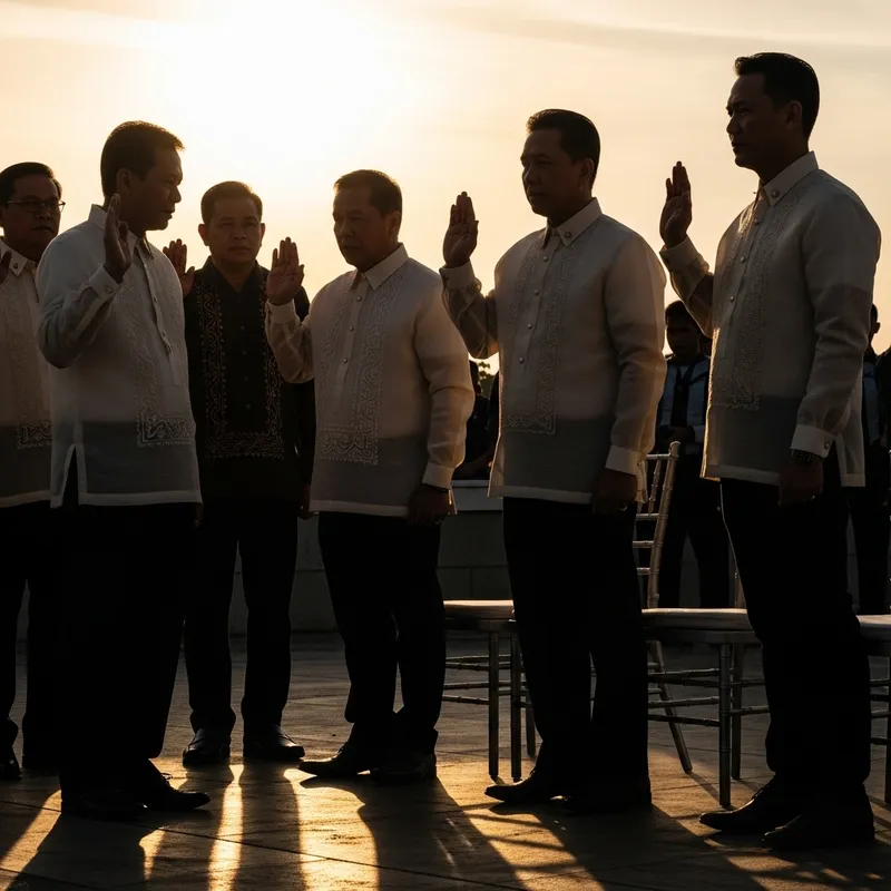 Filipinos in Oath-taking Ceremony: Barong Tagalog Silhouette Filipinos in Oath-taking Ceremony: Barong Tagalog Silhouette