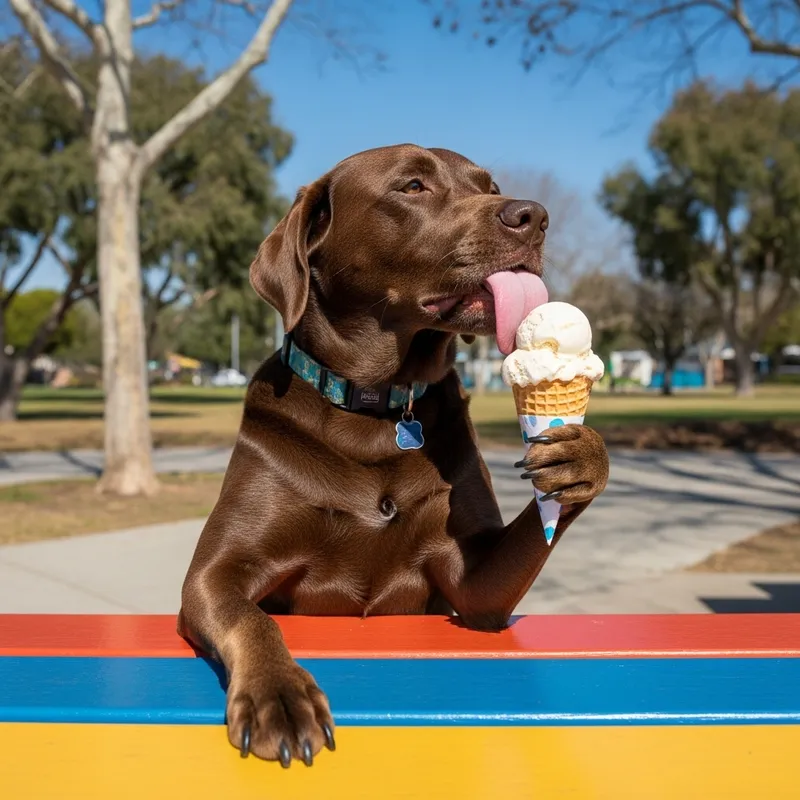 Cute Dog Eating Ice Cream at Park Like a Pro Cute Dog Eating Ice Cream at Park Like a Pro