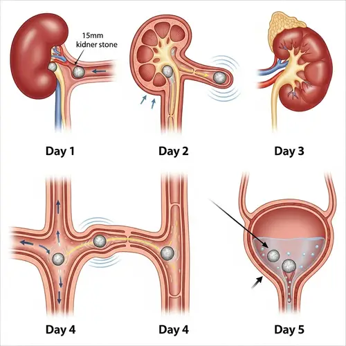 15mm Kidney Stone Removal in 5 Days: Detailed Illustration
