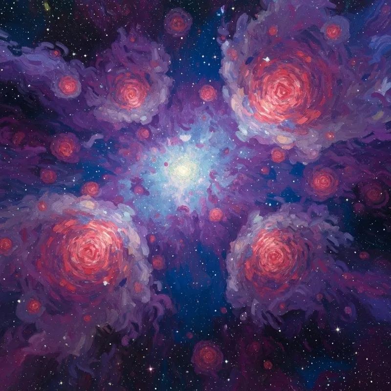 Vivid Cosmic Nebula: Van Gogh Style Starry Night Artwork Vivid Cosmic Nebula: Van Gogh Style Starry Night Artwork